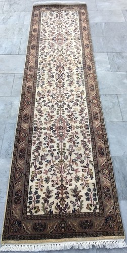 Vintage Afghan Hallway Rug Hand Knotted Oushak Design Wool Runner Rug 2x9 ft