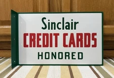 Sinclair Credit Cards Honored Here Flange Sign Gas Oil Vintage Style Wall Decor