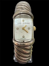 David Yurman Sterling Silver T209-DM Diamond. MOP. Swiss Watch - 925 Cable Cuff