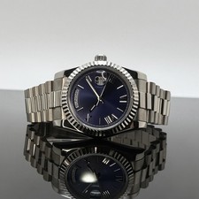 Custom 36mm President Dark Blue Dial Style Mod Watch w/ NH36 Automatic