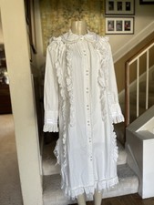Make Offer White Pearl Eyelet Lace Coat / Dress Robe Edwardian Dressing Gown