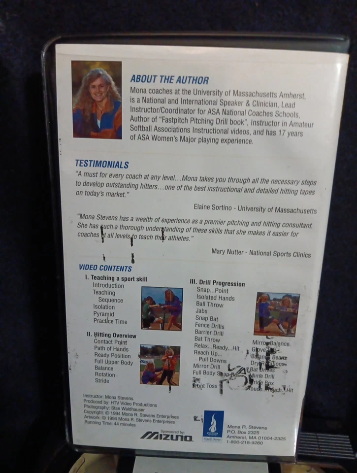 Mona Stevens Softball Teaching Hitting Training VHS Techniques & Drill VG Mizuno - Image 4 of 4