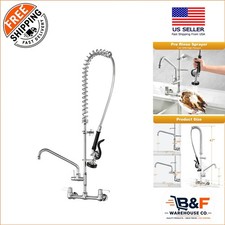 Professional 47-Inch Wall-Mount Faucet with Pre-Rinse Sprayer Chrome Finish