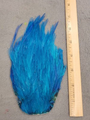 Lot 258, Grade B, DYED KINGFISHER BLUE India Rooster Streamer Neck Cape Feathers
