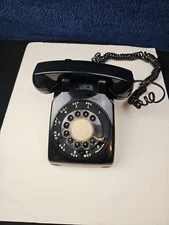 Vintage Black Rotary Desk Phone Bell System Western Electric 2-1979 DECENT COND