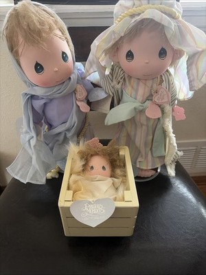 Precious Moments Full Nativity Silent Night Dolls NWT VTG Applause With Stands