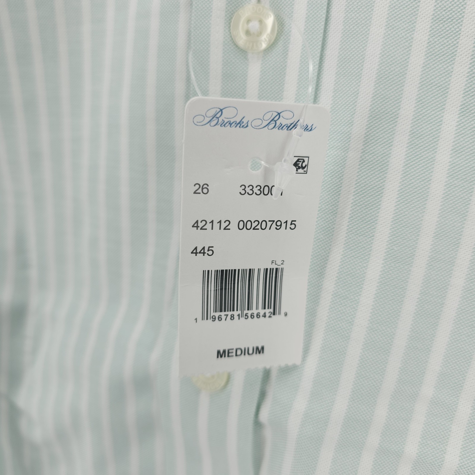 NWT BROOKS BROTHERS Oxford Shirt Non-Iron Stretch Turqoise Aqua Striped MEDIUM thumbnail 6