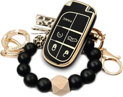Key Fob Cover, Full Protection Key Shell Case for Grand Cherokee Wrangler Black