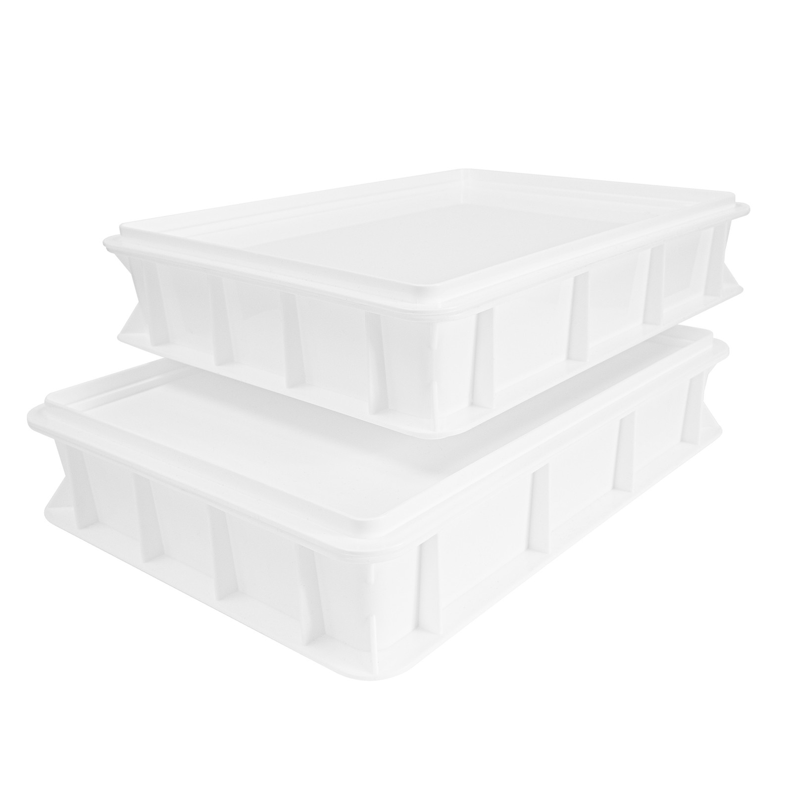 Pizzaballenbox mit Deckel in weiß 2x | 30x40x7,5 cm Gärbox Teigbox Sauerteigbox