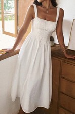 Commense Corset Midi Dress Coastal Cowgirl Milkmaid Cottage White Size Small