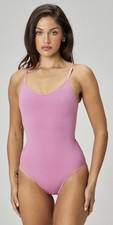 Fabletics Nearly Naked Shapewear Bodysuit Snaps M-L Mauvalous Pink New