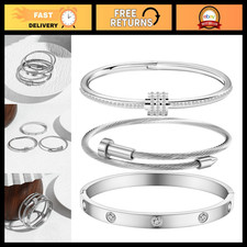 18K Gold Plated Women's Cuff Bangle Bracelet Set - Elegant Jewelry Gift for Her