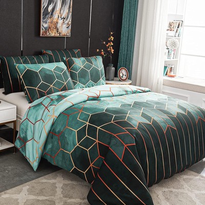 Bettwäsche Set Microfaser Marmor Modern Kariert Geometrische Wendebettwäsche