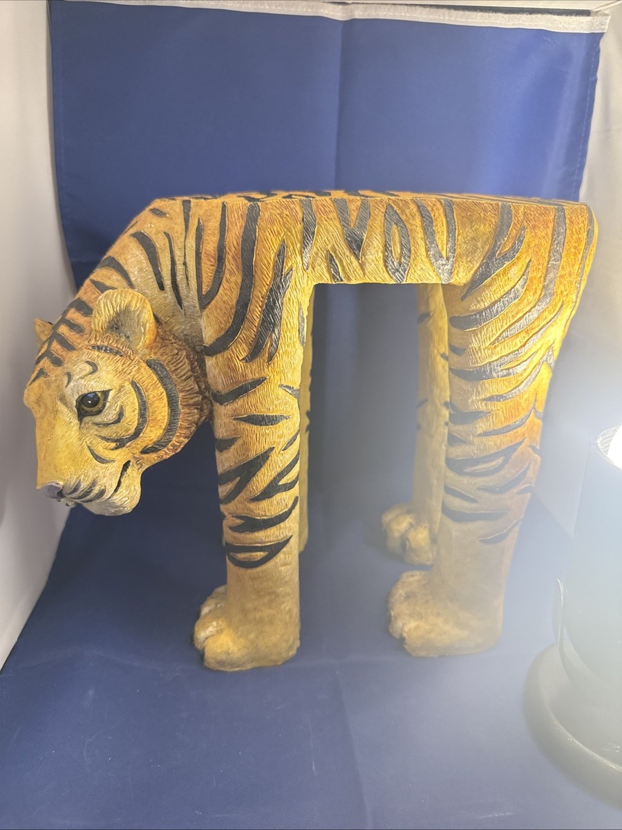 Bengal Tiger Plant Stand Stool Chair Footrest StatueTable Resin 11