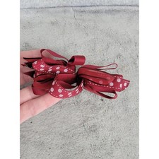 Maroon Polka Dot Ribbon Hair Bow Barrette Clip Girl Accessory