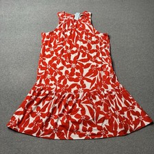 LOFT Shirt Dress Womens XSP Petite Red Floral Geometric Preppy Colorful NEW