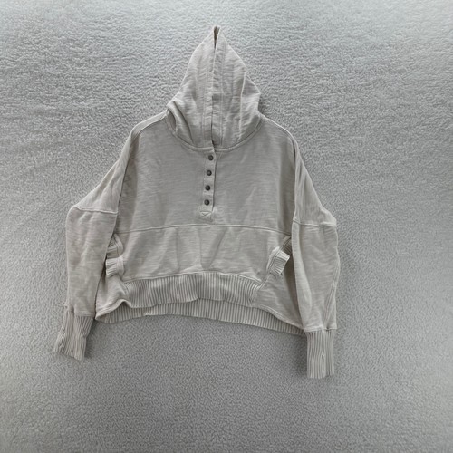 Free People FP Movement Hoodie Womens M Cream Cropped Sweatshirt Sweater Gym
