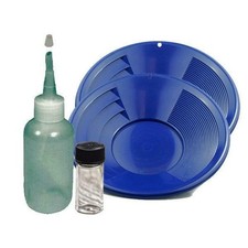 Sluice Monkey 2 Pack 14" Blue Gold pan panning kit 3oz Sniffer Bottle Glass Vi