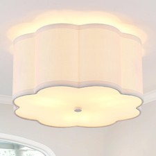 Modern Drum Semi Flush Mount Ceiling Light Fixture Modern 12.99” White 3-Ligh...