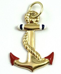 Authentic Vintage Ship Anchor Charm Pendant Vintage Jewelry Gold Plated Metal Nautical