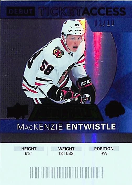 2020-21 Upper Deck Credentials Debut Ticket Access MacKenzie Entwistle #02/10 RC - Image 2 of 4