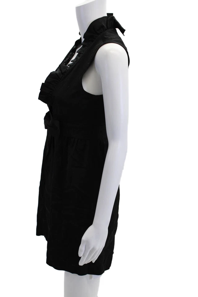 Alice + Olivia Womens Ruffled Trim Sleeveless A Line Dress Black Size Extra Smal - Image 2 of 4