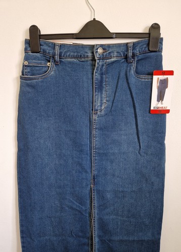 32 Degrees Heat Denim Maxi Skirt Centre Split Cotton Blend Blue Size M - Picture 2 of 5