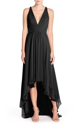 monique lhuillier black bridesmaid dress V-Neck Gown With Trumpet Skirt 4 / Noir