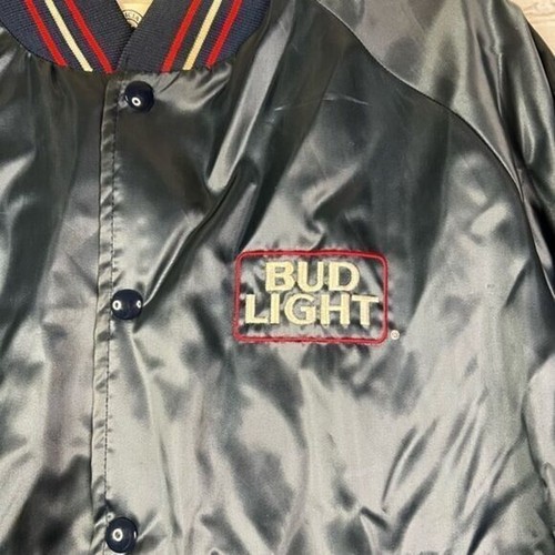 Bomber Bud Light vintage anni 80/90 blu raso nylon giacca varsity taglia media - Foto 13 di 13