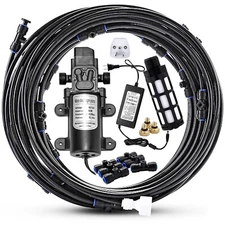 Outdoor Misting Cooling System With Pump Kit, 65.6Ft(20m) Misting Line