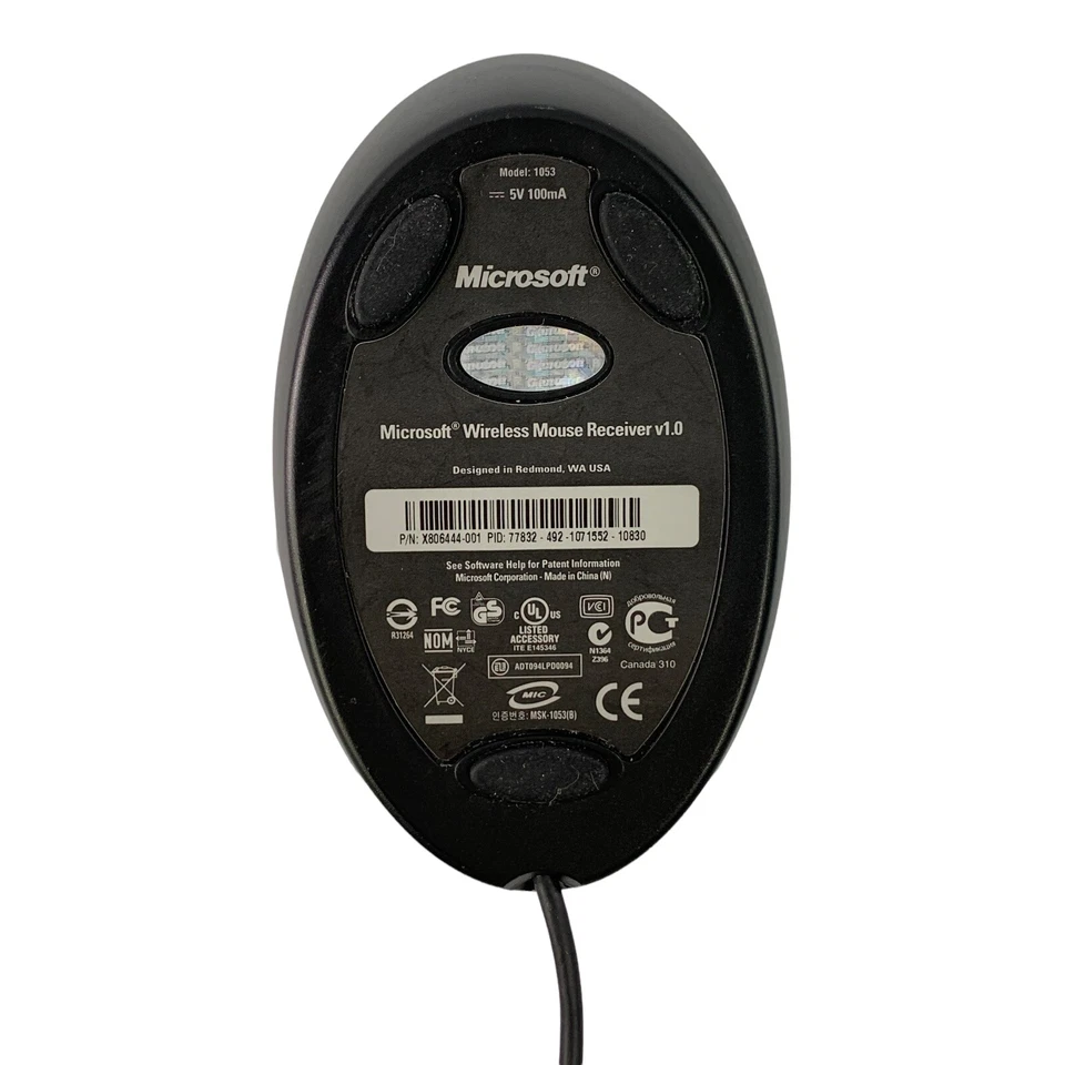 Microsoft Wireless Mouse Receiver V1.0 Model 1053 Black - Image 2 of 3