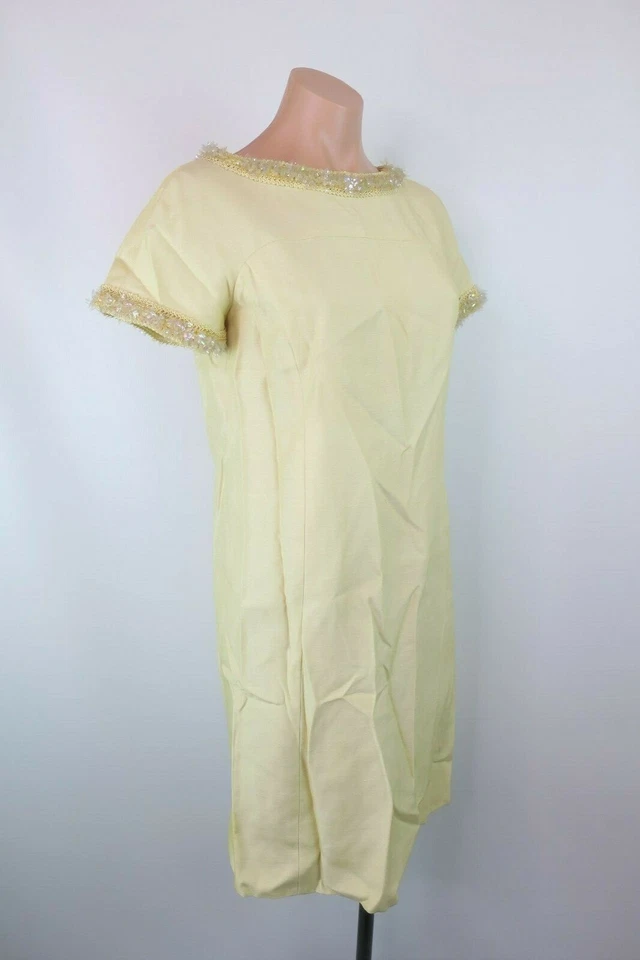 Винтажный 1950-х EMMA DOMB желтый блестки оболочка выпускного вечера платье официальный Wiggle sz 7 - Изображение 4 из 4