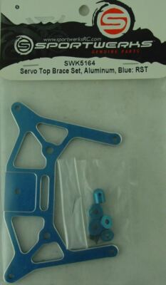 Sportwerks 1/10th Scale Blue Aluminum Servo Top Brace Set/Raven ST
