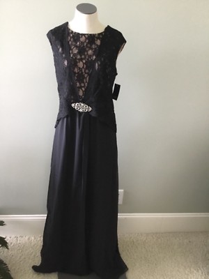 Marina Long Corded Floral Lace Women's Dress New 8 Black Nude Formal Sequin Trim | eBay Marina Long Corded Floral Lace Women's Dress New 8 Black Nude Formal Sequin Trim | eBay