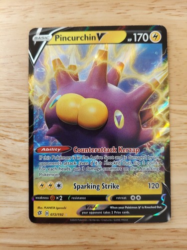 Pincurchin V 072/192 Rebel Clash NM Ultra Rare Pokemon Card 