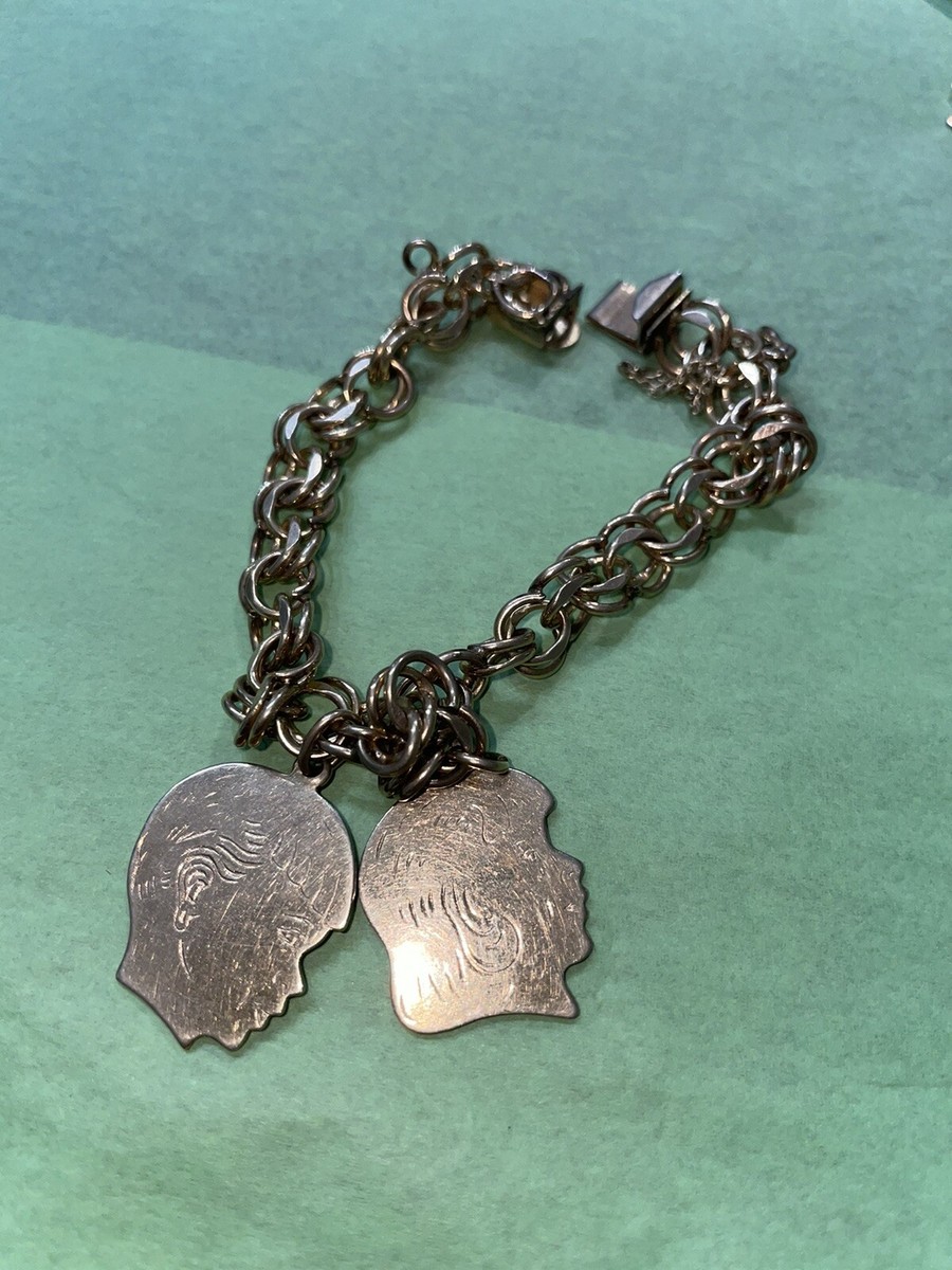 Vintage Double Link Chain Elco 12K Gold Filled charm Charm 1/2012 KGF  bracelet