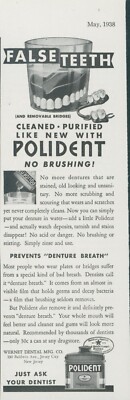 1938 Polident False Teeth Cleaner No Denture Breath Glass Vintage Print Ad LHJ2