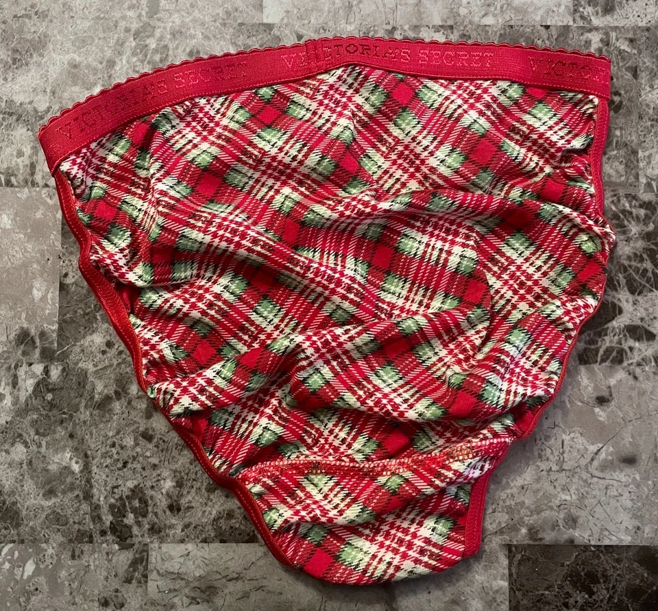 BRAGAS DE BIKINI VICTORIA'S SECRET XS ROJAS A CUADROS 100 % ALGODÓN VINTAGE RARAS CUERDAS Foto 3 de 3