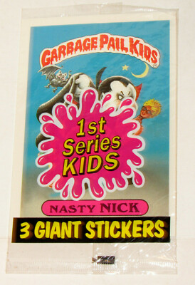 1986 Garbage Pail Kids Giant Stickers 3 Pack Nasty Nick and Buggy Betty