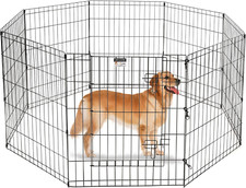 Dog Playpen - Foldable Metal Exercise Puppy Play Pen with 8 24X30In Panels - Ind