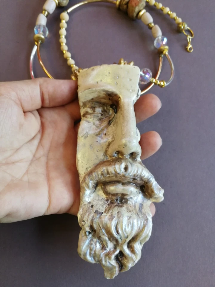 Jewelry Necklace Brutalist Pendant Luxury Chunky Antique Statue Greek Mythology - Image 3 of 4