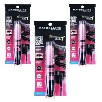 Maybelline Mascara Black Waterproof Long Lasting Volum' Express Hypercurl  x 3