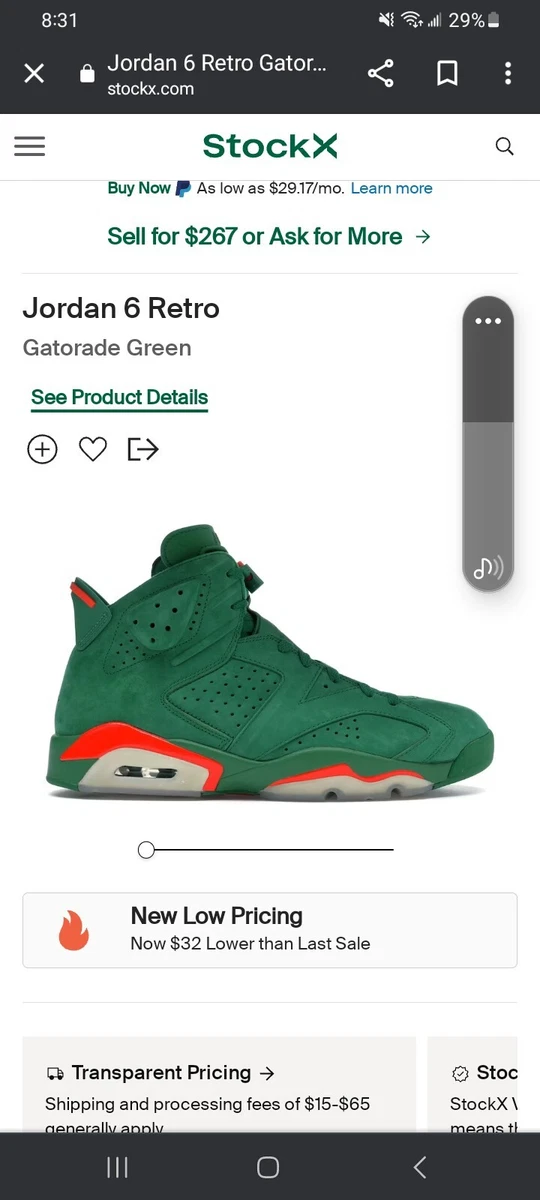 Jordan 6 Retro NRG Sample Green Suede Gatorade for Sale