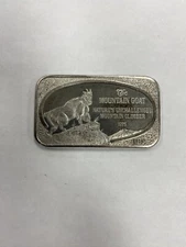 The Mountain Goat Nature's Climber .999 SILVER ART BAR 1 Troy Oz  USSC 1975
