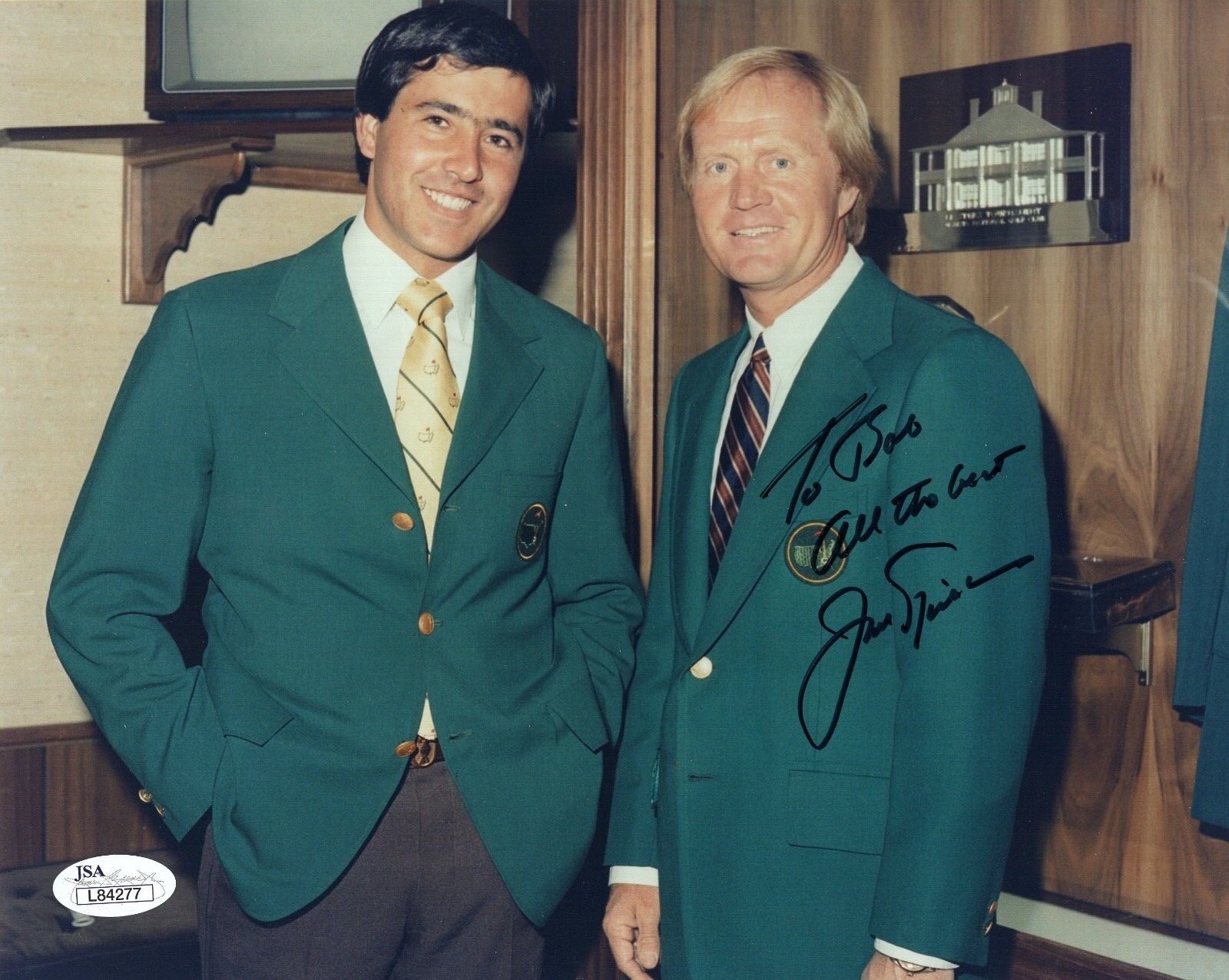 Jack Nicklaus Autographed Signed HAND 8x10 PHOTO SEVE BALLESTEROS RARE TO BOB JSA 