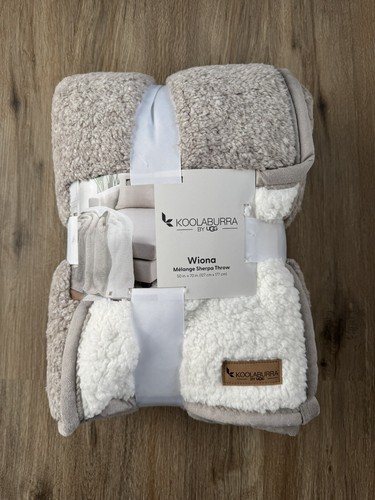 NEW Koolaburra by UGG Wiona Mélange Sherpa Throw Blanket 50” x 70” - Birch