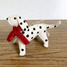 Dalmatian Dog Christmas Ornament 5.5" Felted Wool Animal Plush