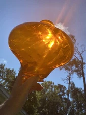 VINTAGE HOLLYWOOD REGENCY MID CENTURY MODERN ORANGE AMBER OPTIC SWAG LIGHT GLOBE