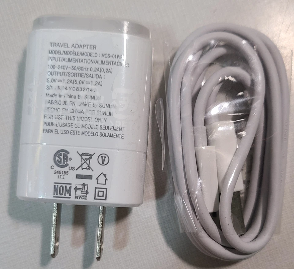 Lote de 112 - NUEVO - Cargador de Pared 5V 1.2A + Cable Micro USB (Principalmente LG MCS-01WR) Foto 3 de 3