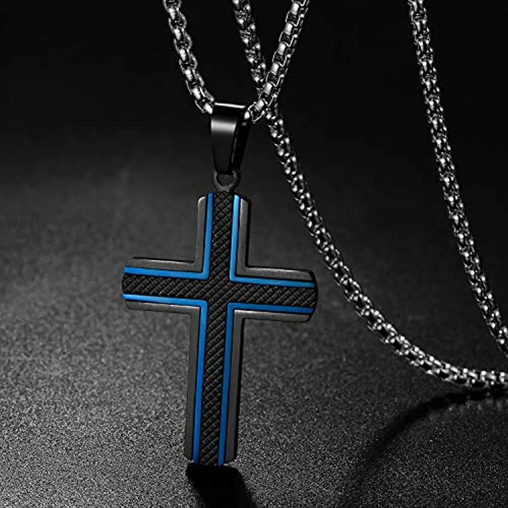 Black and blue stainless on sale steel cross